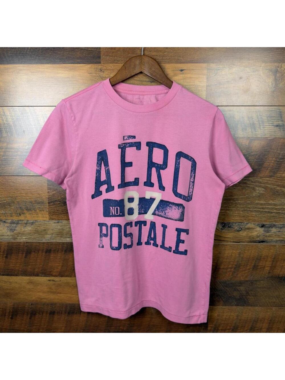 Y2K Aeropostale Pink Logo T-Shirt Small Spellout Graphic Tee